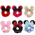 UNIQ scrunchy Women Mouse Ears Sequin Bows Velvet Scrunchies Elastic Rubber Hair Band Cute Hair Ties Rope Ponytail Holder Hair A